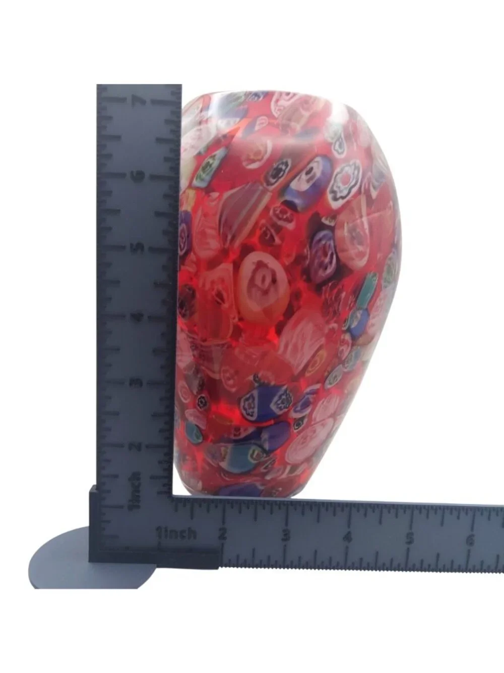 Murano Millefiori Art Glass Vase Hand Blown Red Murrine Canes Aventurine Italy